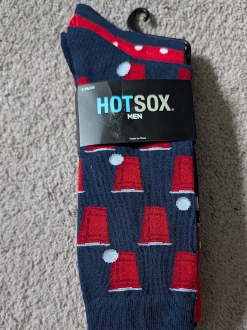HOTSOX Men’s Socks – 3 Pairs – New- Red Solo Cups